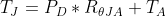 Junction temperature is Power Dissipated times AirThermalResistance plus Ambient temp