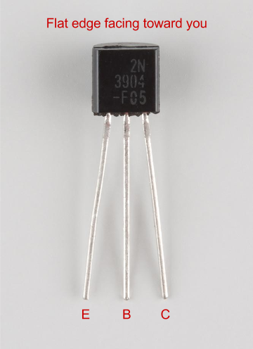 Annotated 2N3904 NPN transistor