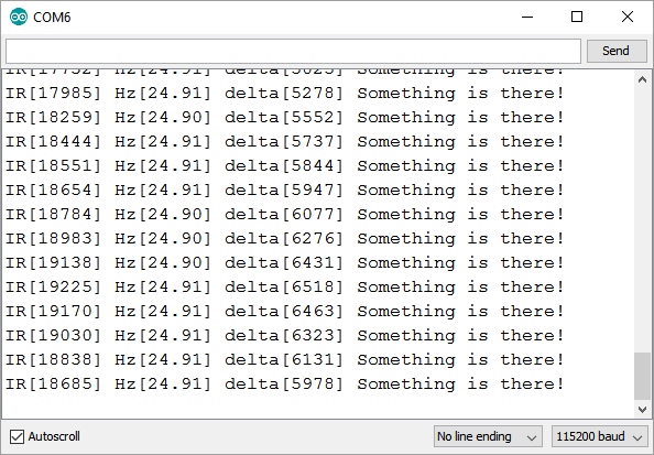 IR readings and distance sensing from MAX30105