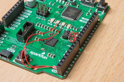 PCB showing many wires to fix a mistake